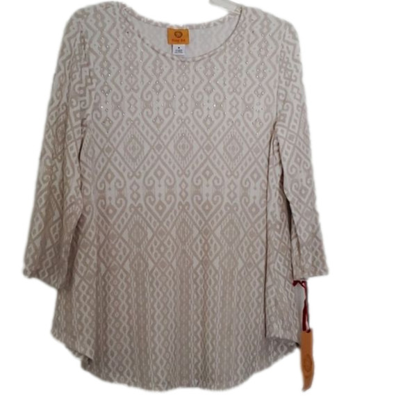 NWT Ruby Rd. Women's Embelished Winter Luxe Printed Top Size Medium - Picture 1 of 12